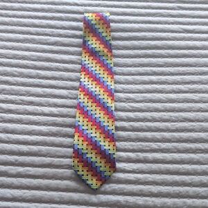Paul Fredrick Multicolor Basket-Weave Pattern Tie in Red, Yellow, Blue & Purple